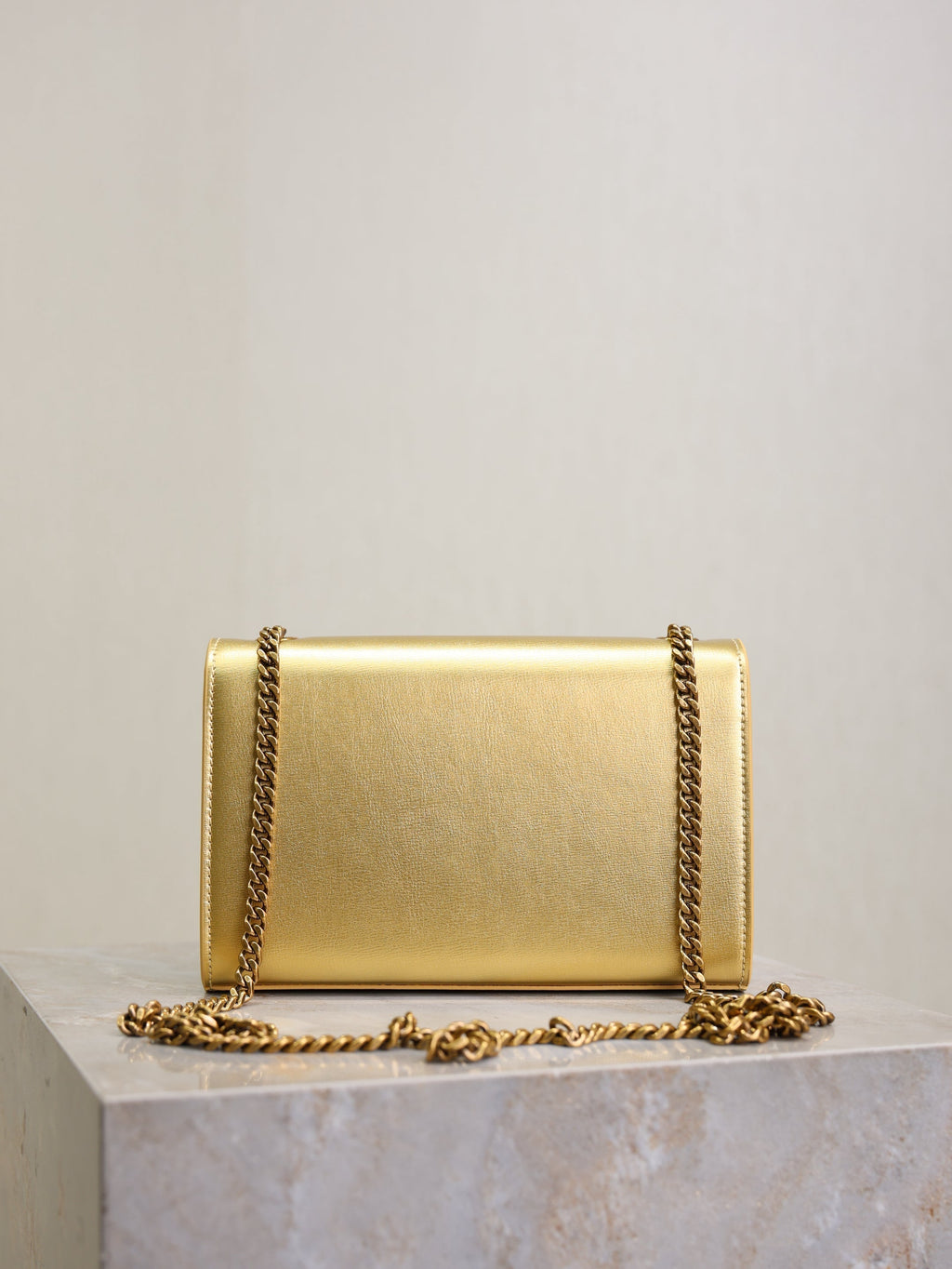 SAINT LAURENT YSL 25S KATE BAG 20 IN GOLD METALLIC CALFSKIN GOLD HARDWARE