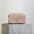 SAINT LAURENT YSL 25S JAMIE 4.3 MINI 20 IN DUSTY ROSE BEIGE SUEDE GOLD HARDWARE
