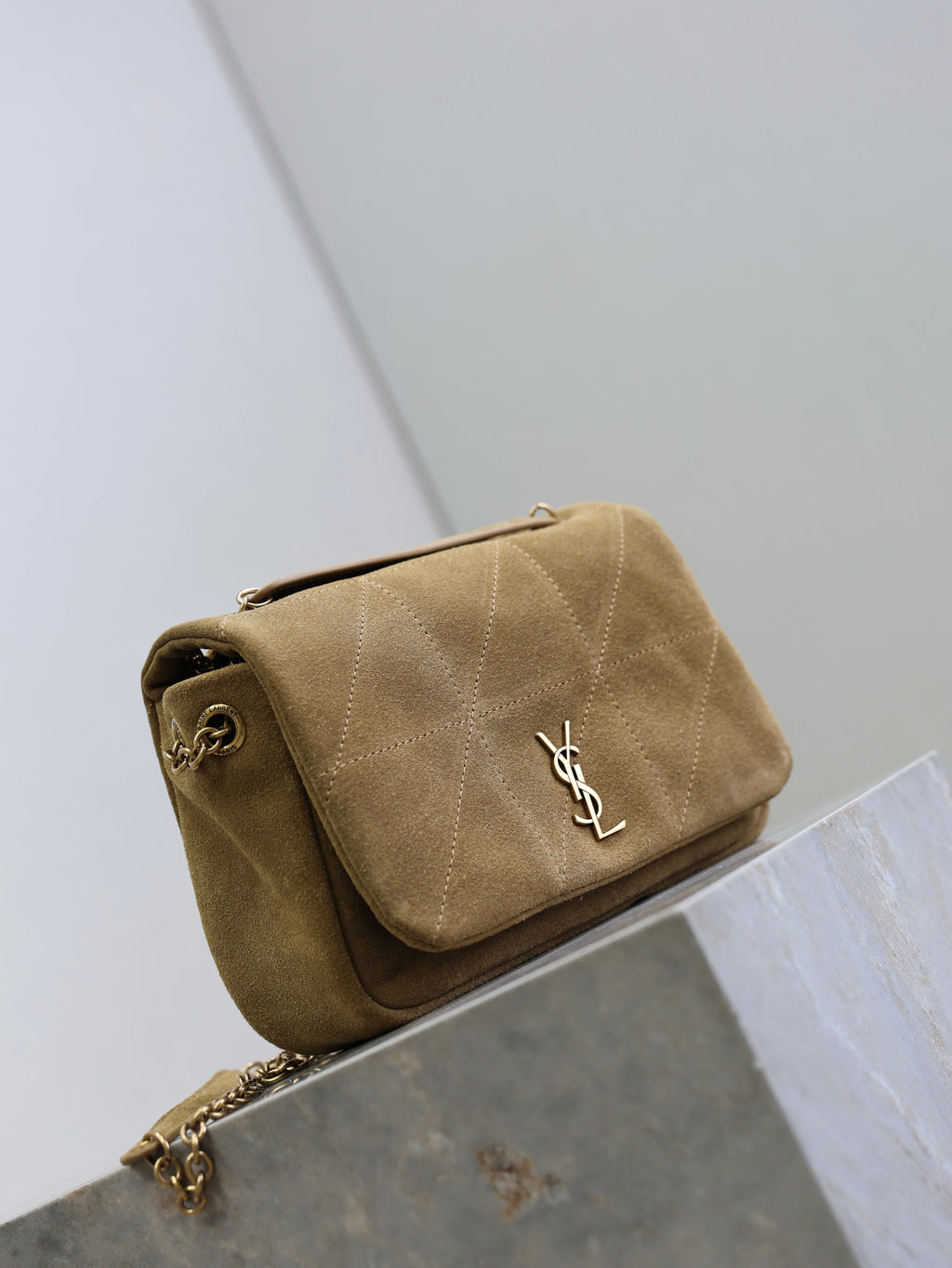 SAINT LAURENT YSL 25S JAMIE 4.3 MINI 20 IN CARAMEL COGNAC SUEDE GOLD HARDWRE