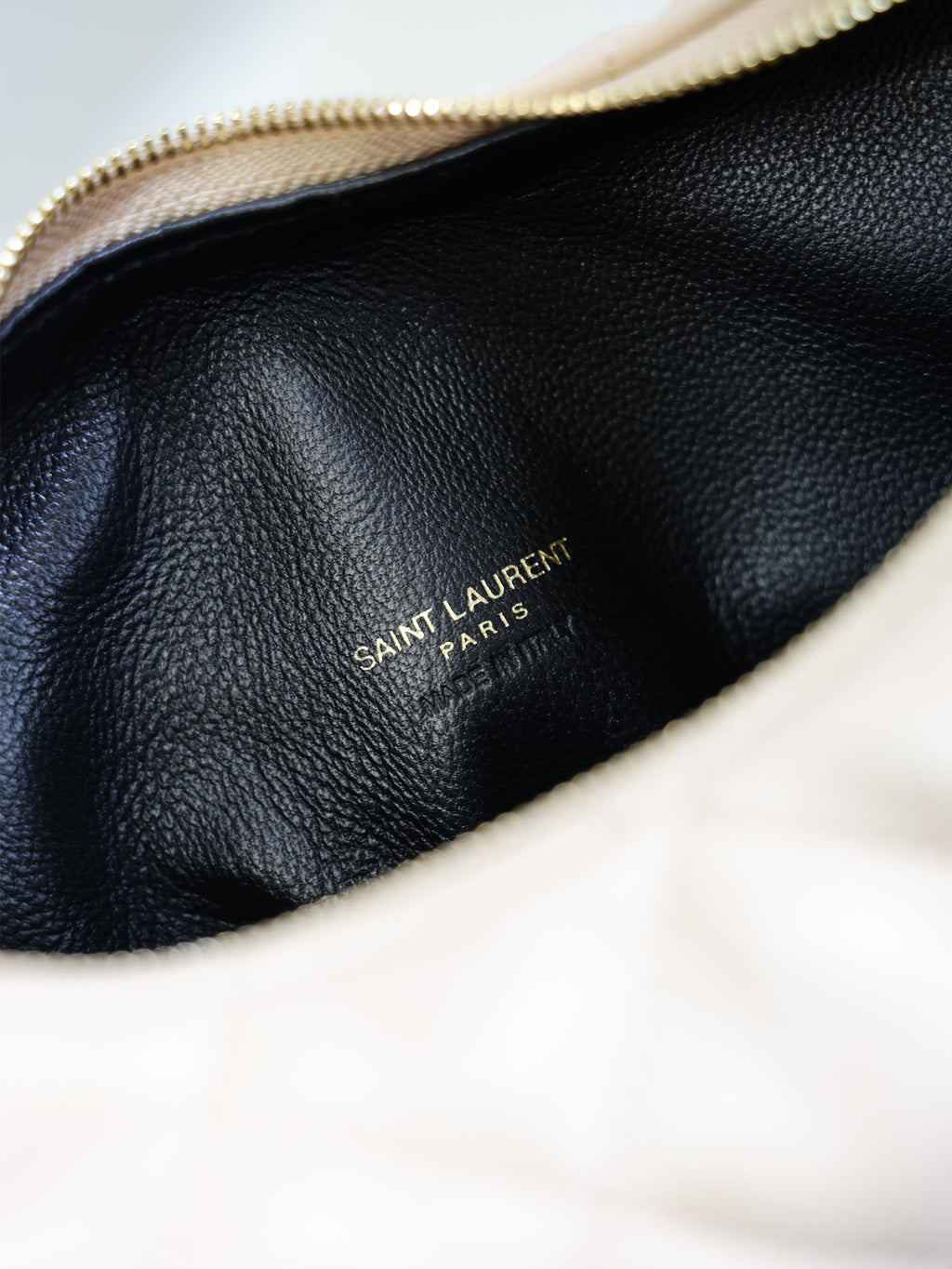 SAINT LAURENT YSL 25S ICARINO 17 IN BEIGE QUILTED CALFSKIN GOLD HARDWRE