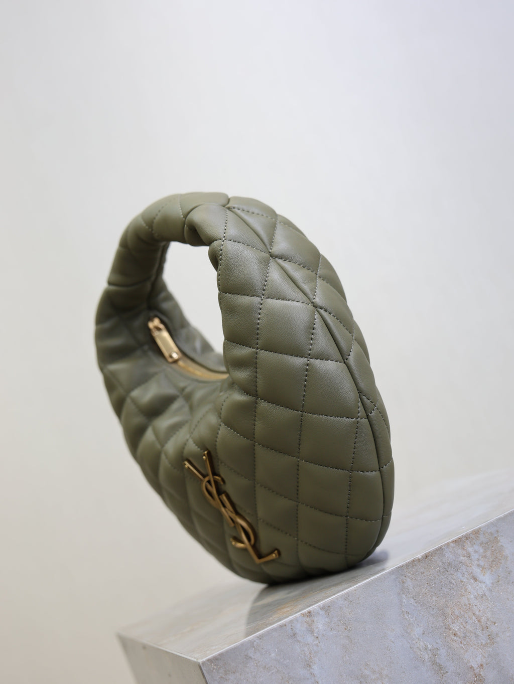 SAINT LAURENT YSL 25S ICARE BABY 17 IN DARK OLIVE QUILTED CALFSKIN GOLD HARDWARE