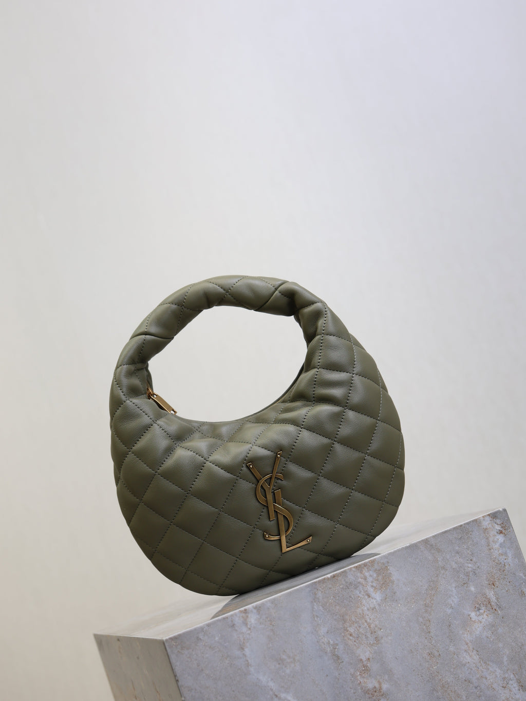 SAINT LAURENT YSL 25S ICARE BABY 17 IN DARK OLIVE QUILTED CALFSKIN GOLD HARDWRE