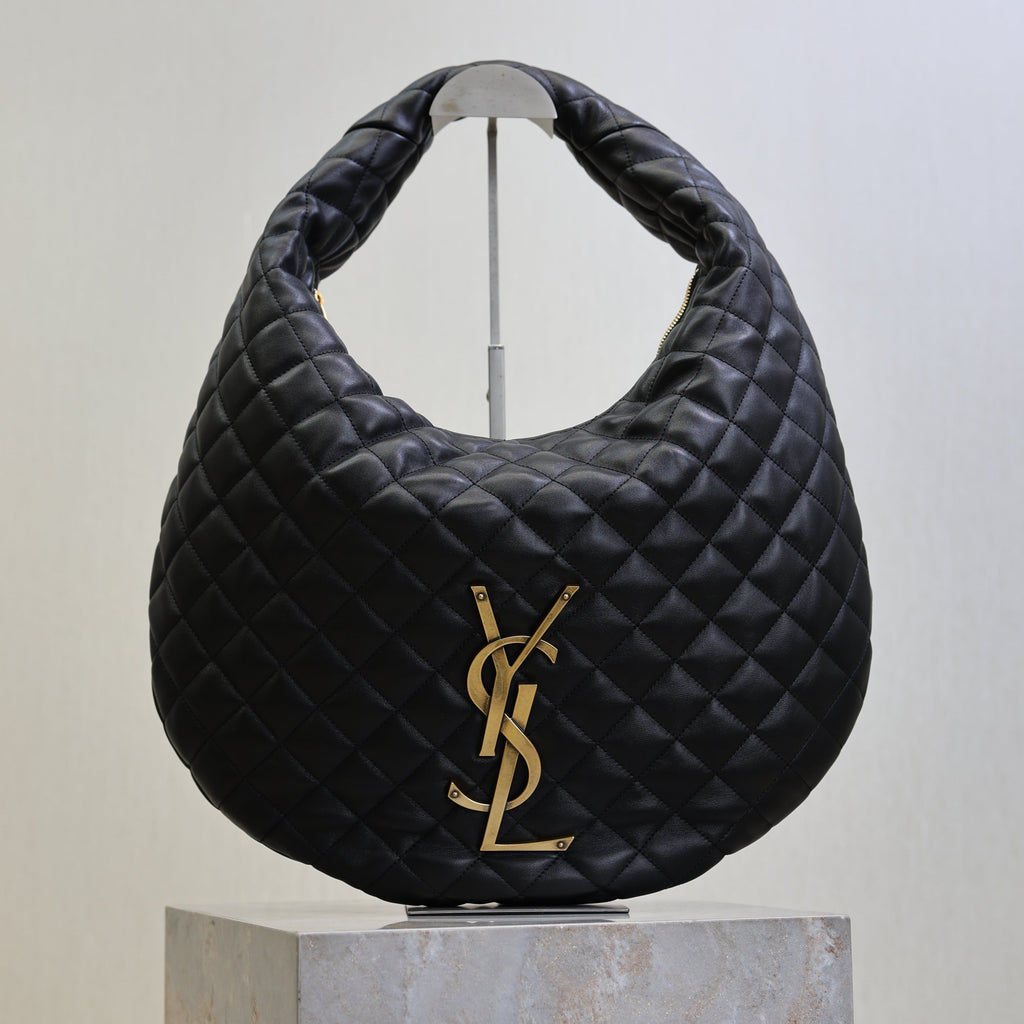 SAINT LAURENT YSL 25S ICARE HOBO 44 IN BLACK QUILTED CALFSKIN GOLD HARDWARE