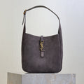 SAINT LAURENT YSL 25S LE 5 À 7 SUPPLE SMALL 23 IN DARK GRAY SUEDE GOLD HARDWARE