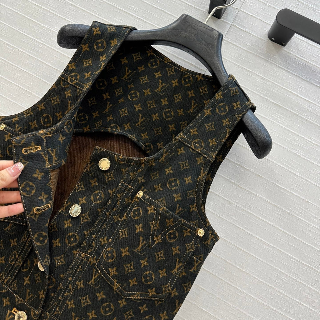 LOUIS VUITTON LV DENIM SLEEVELESS DRESS WITH LOGO 264410