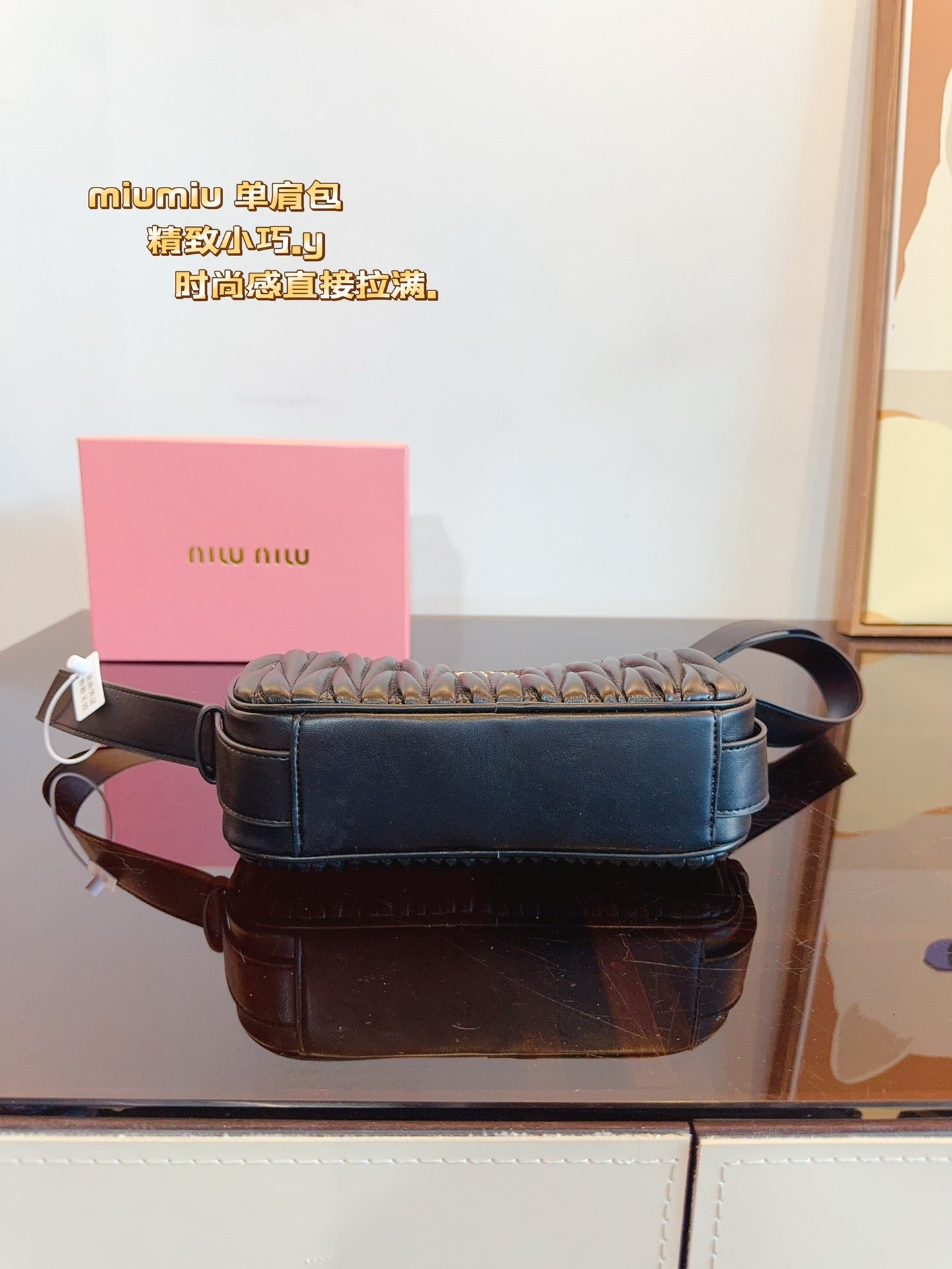 MIU MIU ARCADIE 27 IN BLACK NAPPA LEATHER