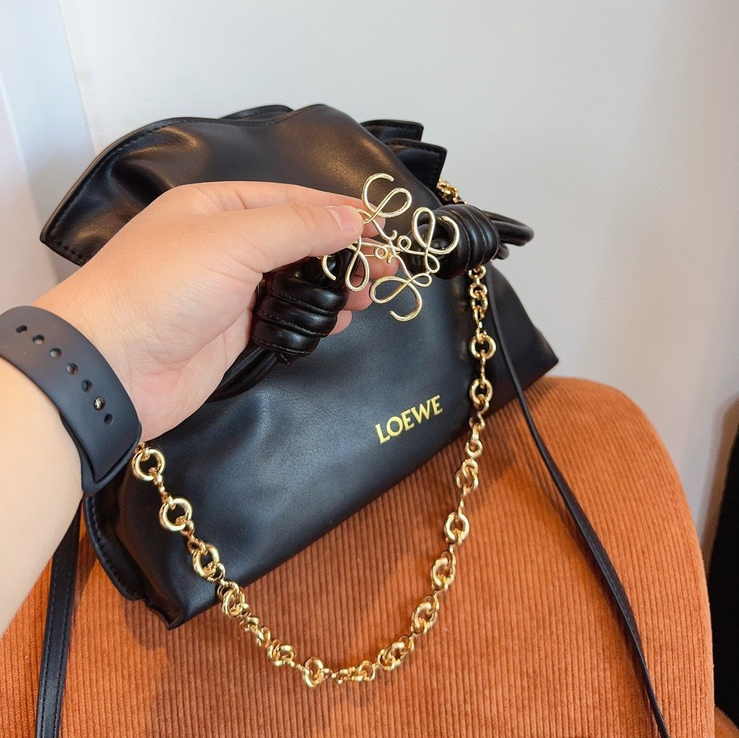 LOEWE LOE 29 FLAMENCO CLUTCH IN BLACK NAPPA CALFSKIN