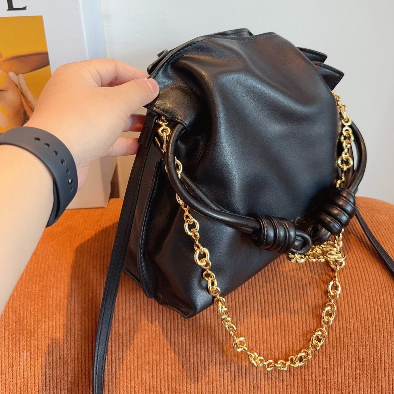 LOEWE LOE 29 FLAMENCO CLUTCH IN BLACK NAPPA CALFSKIN