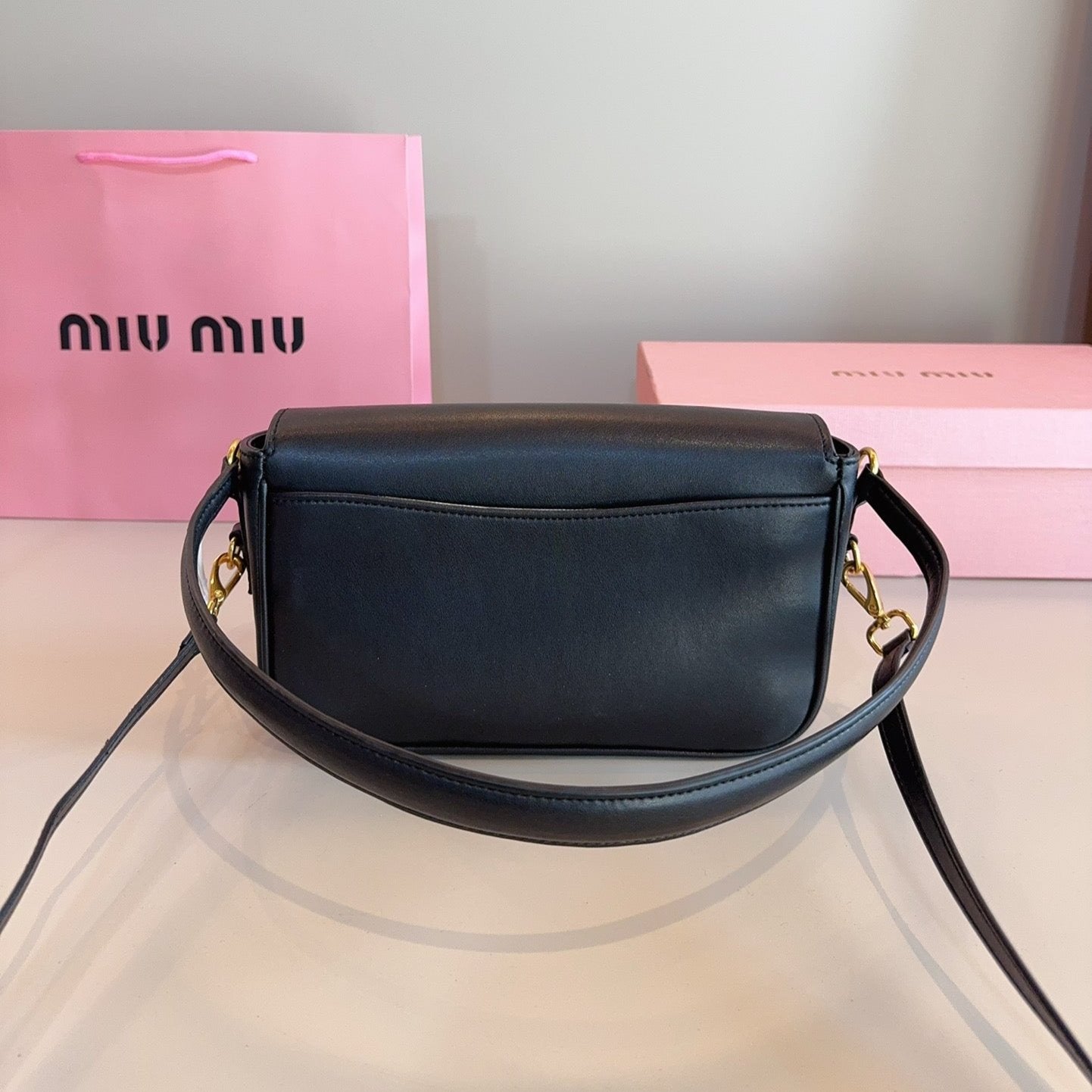 MIU MIU PENNY SMALL BAG 23 IN BLACK CALFSKIN
