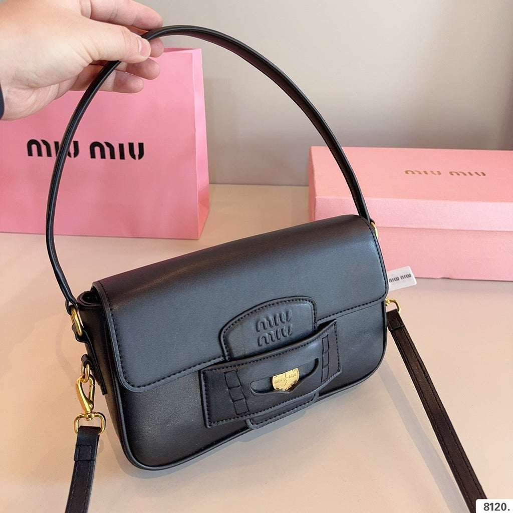 MIU MIU PENNY SMALL BAG 23 IN BLACK CALFSKIN