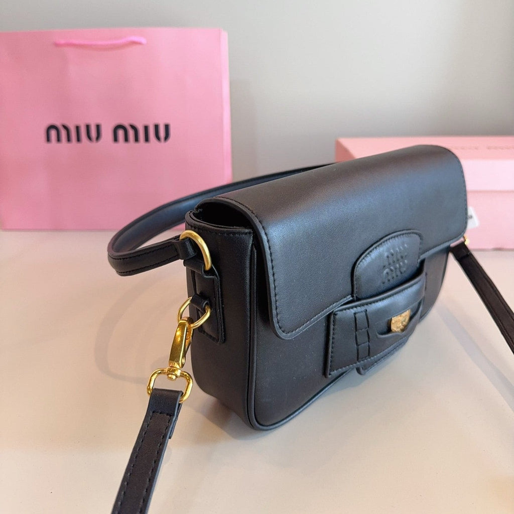 MIU MIU PENNY SMALL BAG 23 IN BLACK CALFSKIN