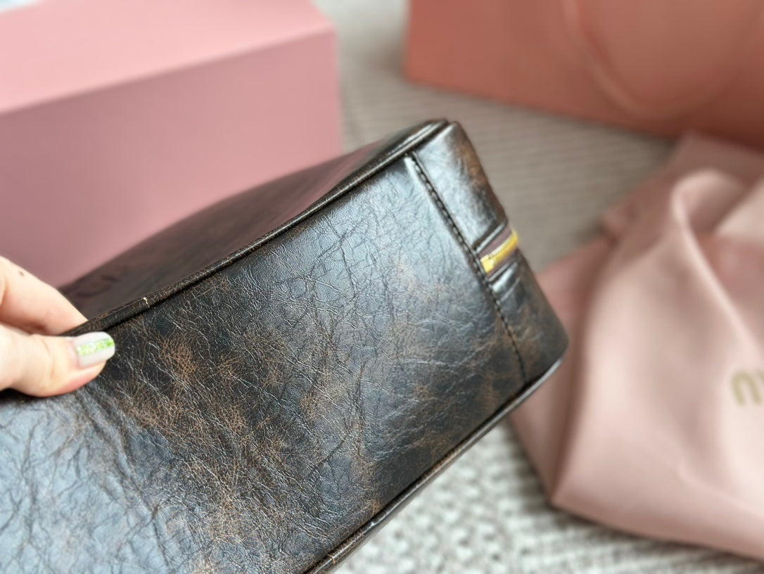 MIU MIU BEAU 34 BAG IN SAND/COFFEE CALFSKIN