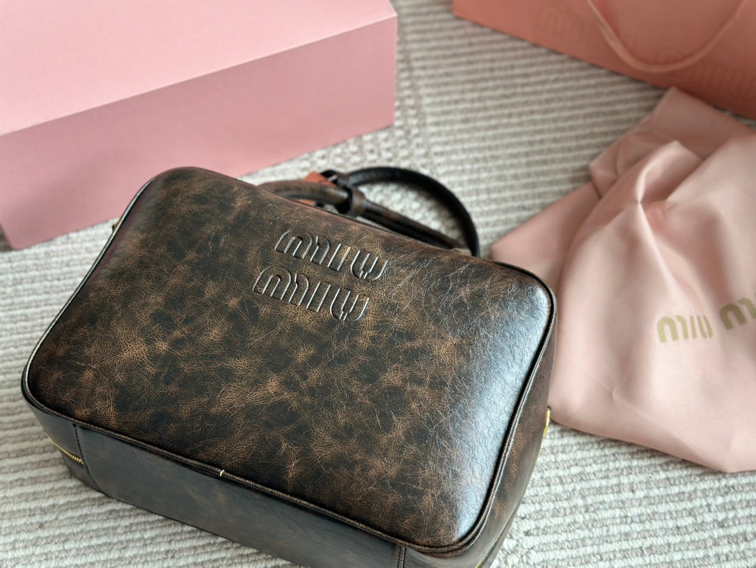 MIU MIU BEAU 34 BAG IN SAND/COFFEE CALFSKIN