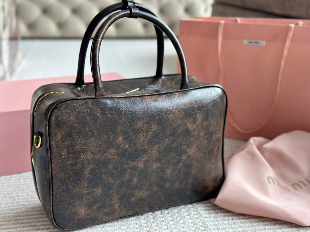 MIU MIU BEAU 34 BAG IN SAND/COFFEE CALFSKIN