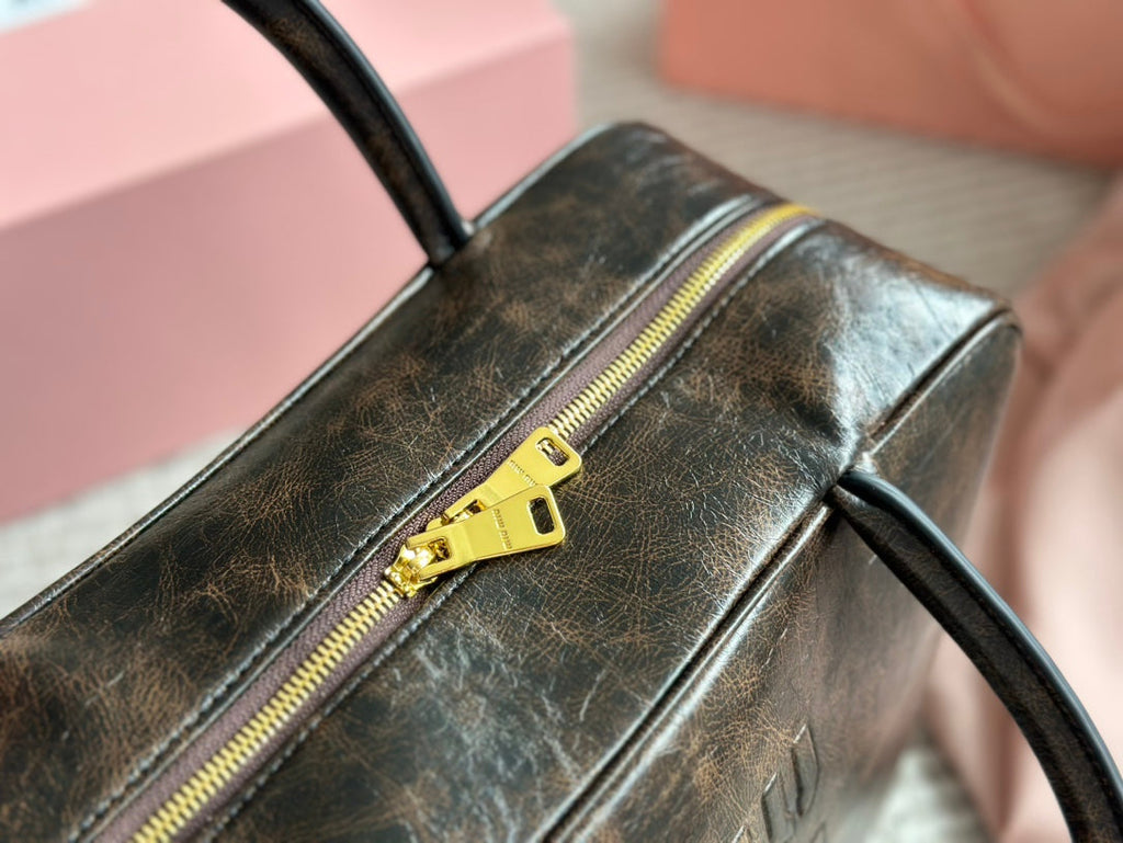 MIU MIU BEAU 34 BAG IN SAND/COFFEE CALFSKIN