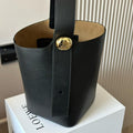 LOEWE LOE MEDIUM 25 PEBBLE BUCKET IN BLACK MELLOW CALFSKIN