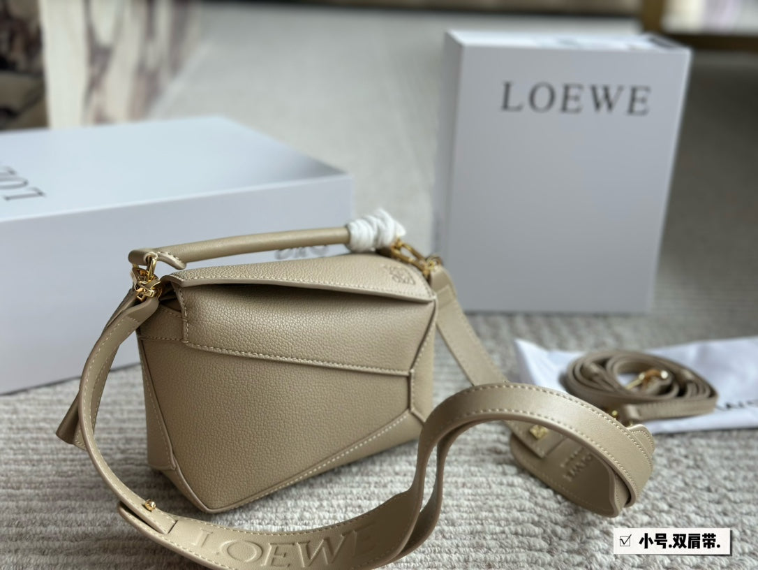 LOEWE LOE MINI 18 PUZZLE BAG IN DARK CREAM CALFSKIN