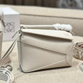 LOEWE LOE MEDIUM 24 PUZZLE BAG IN WHITE GRAINED CALFSKIN