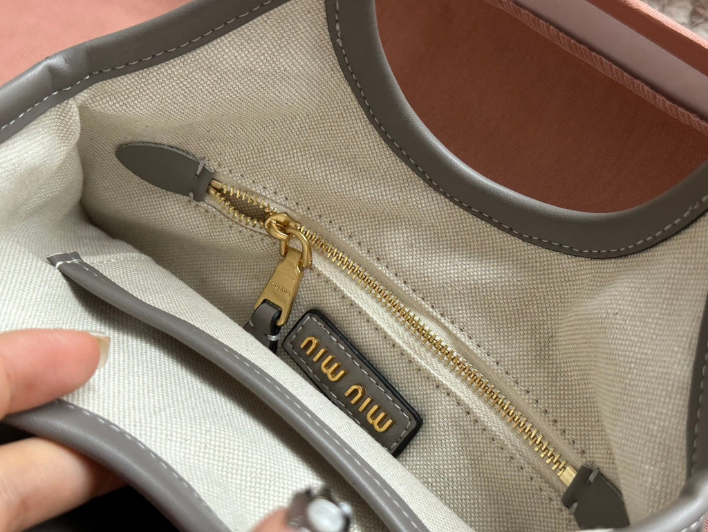 MIU MIU IVY SMALL TOTE BAG 22 IN GRAY CALFSKIN