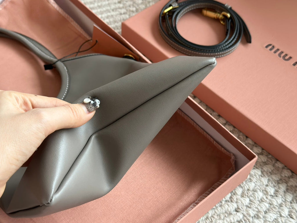 MIU MIU IVY SMALL TOTE BAG 22 IN GRAY CALFSKIN