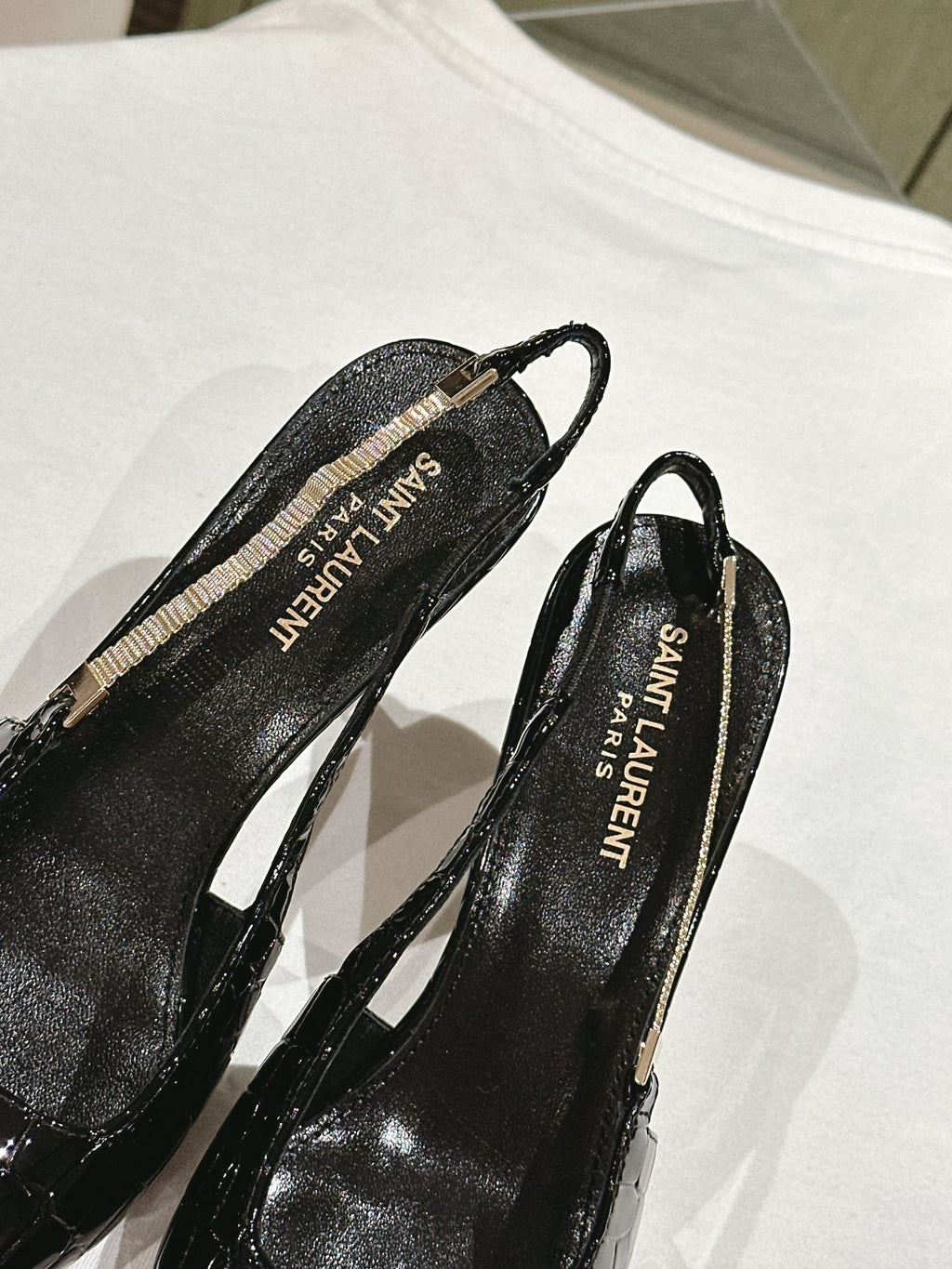 BLAKE SLINGBACK PUMPS 80 IN BLACK CROCODILE-EMBOSSED LEATHER