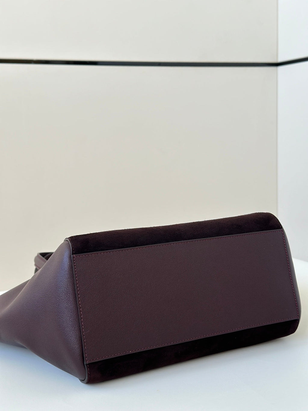 FENDI ORIGAMI MEDIUM 27 IN WINE RED LAMBSKIN AND SUEDE