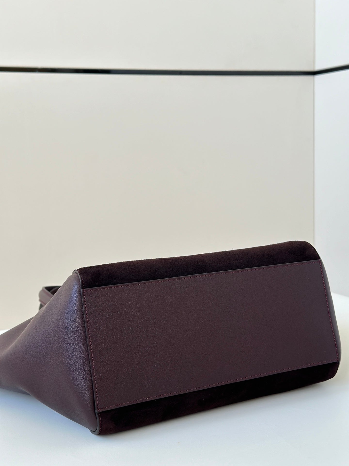 FENDI ORIGAMI MEDIUM 27 IN WINE RED LAMBSKIN AND SUEDE
