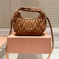 MIU MIU WANDER MATELASSÉ NAPPA HOBO BAG 23 IN CARAMEL BROWN LAMBSKIN