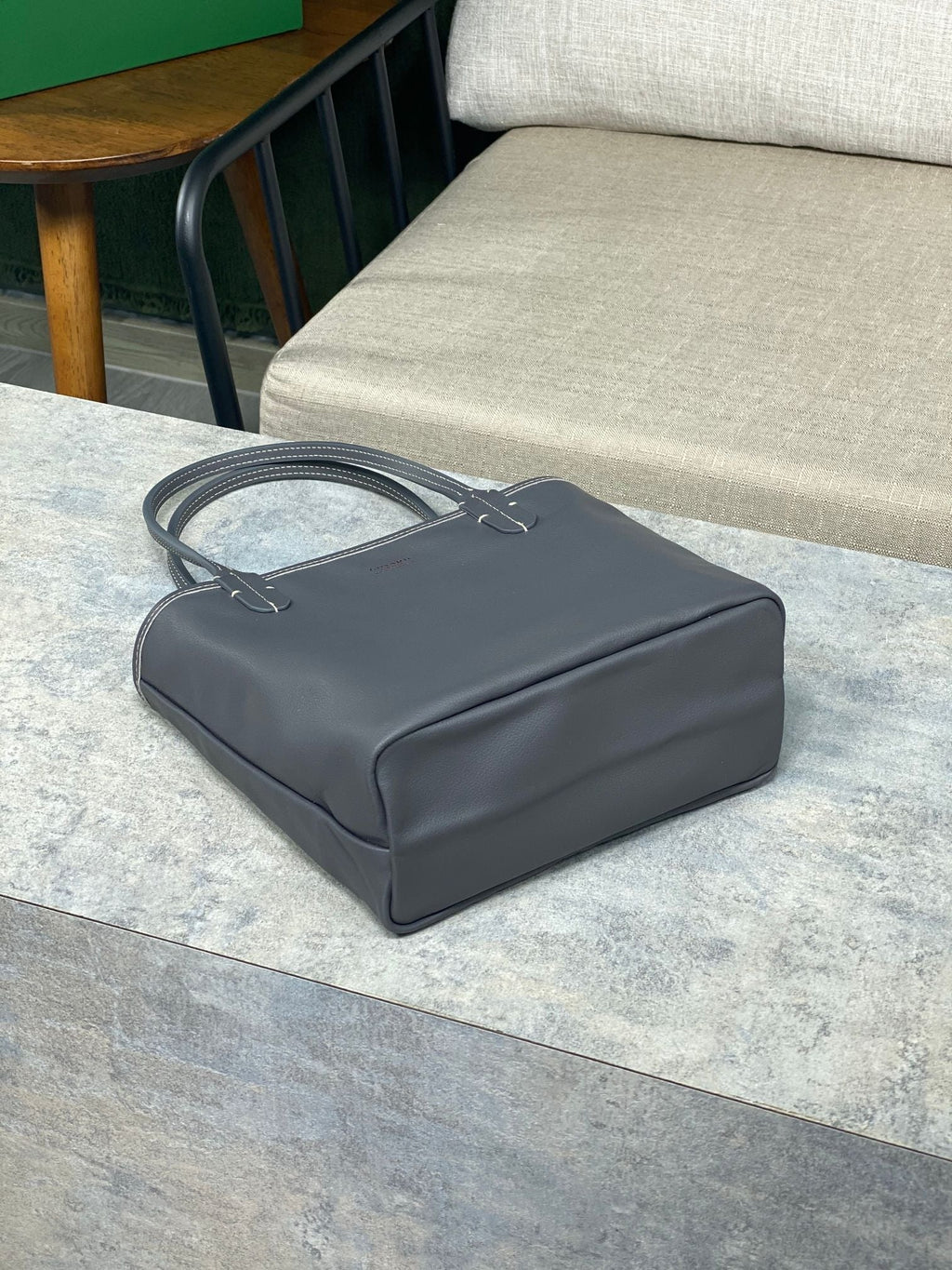 GOYARD ANJOU MINI BAG 20 IN GREY GOYARDINE CANVAS AND CALFSKIN