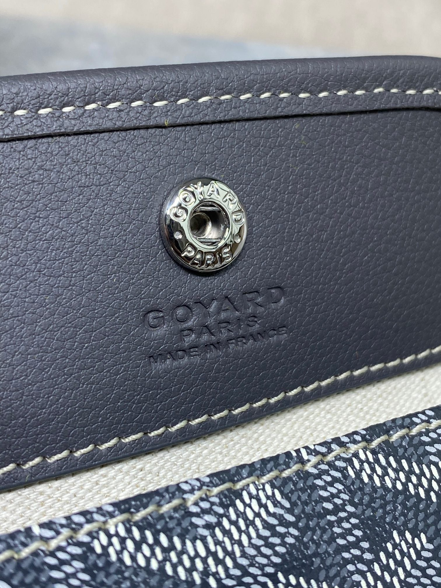 GOYARD ANJOU MINI BAG 20 IN GREY GOYARDINE CANVAS AND CALFSKIN