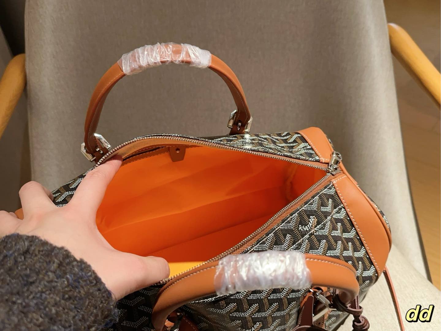 GOYARD SAC HARDY PM BAG 35 IN BROWN GOYARDINE CANVAS AND TAN CALFSKIN
