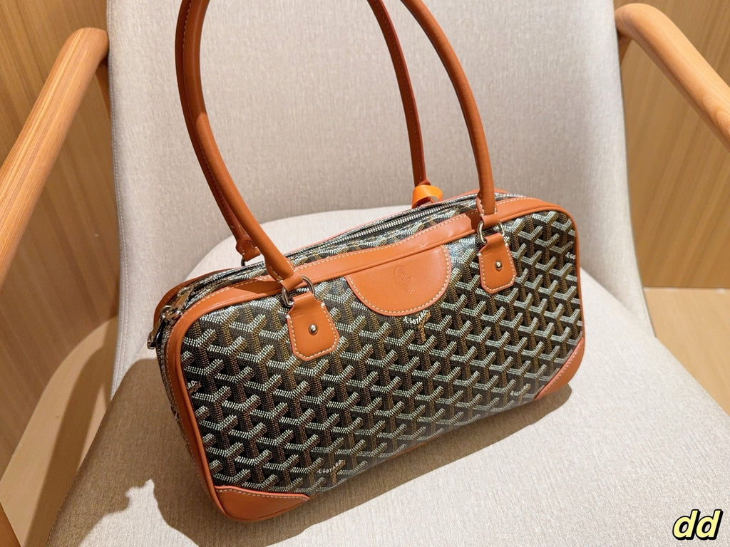GOYARD SAINT MARTIN BAG 35 IN BROWN GOYARDINE CANVAS AND CALFSKIN
