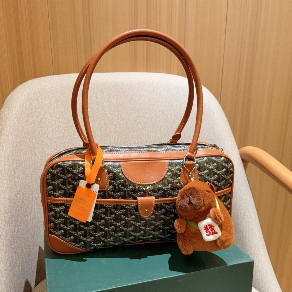 GOYARD SAINT MARTIN BAG 35 IN BROWN GOYARDINE CANVAS AND CALFSKIN