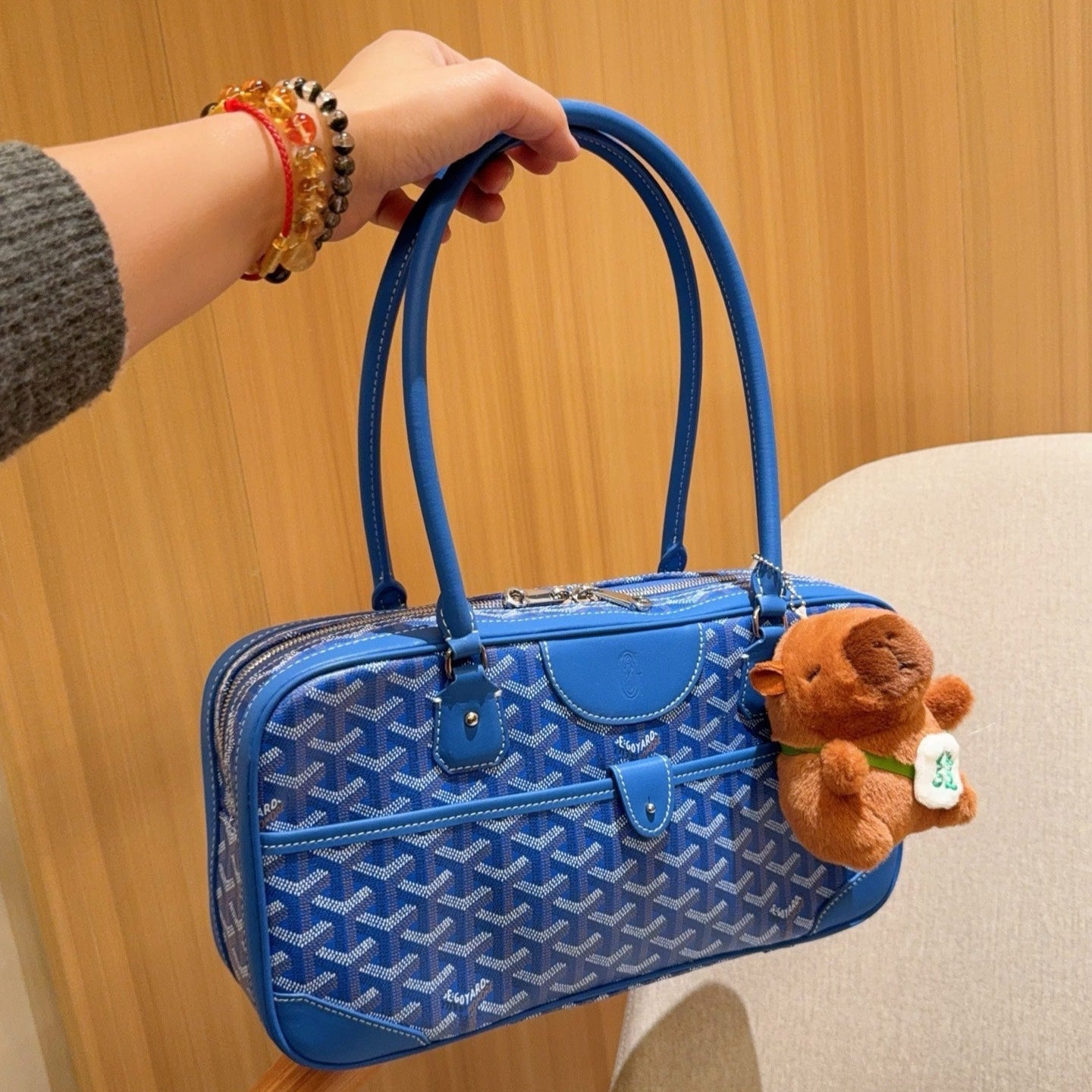 GOYARD SAINT MARTIN BAG 35 IN BLUE GOYARDINE CANVAS AND CALFSKIN