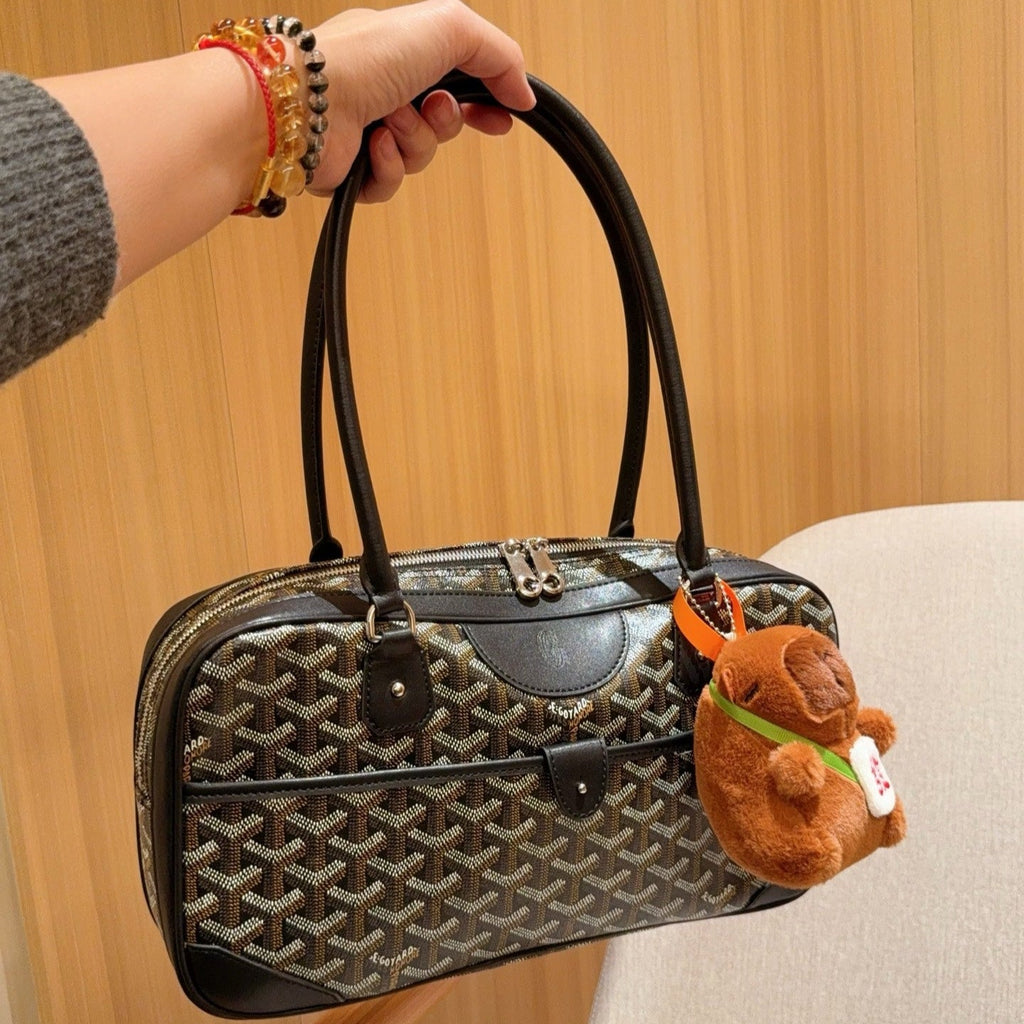 GOYARD SAINT MARTIN BAG 34 IN BLACK GOYARDINE CANVAS AND CALFSKIN