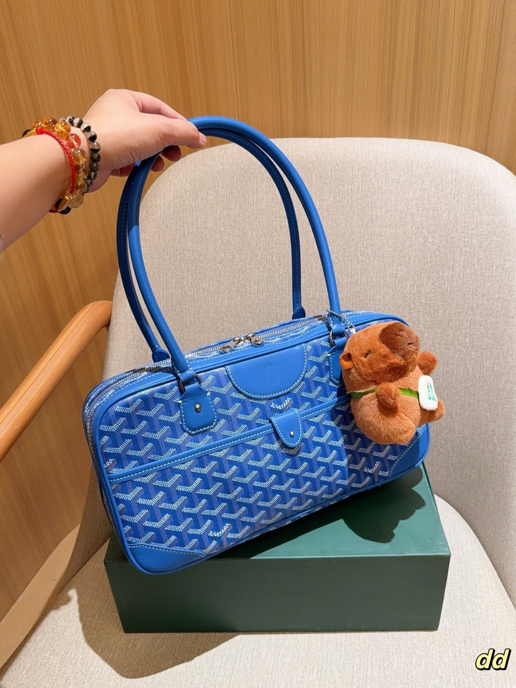 GOYARD SAINT MARTIN BAG 35 IN BLUE GOYARDINE CANVAS AND CALFSKIN