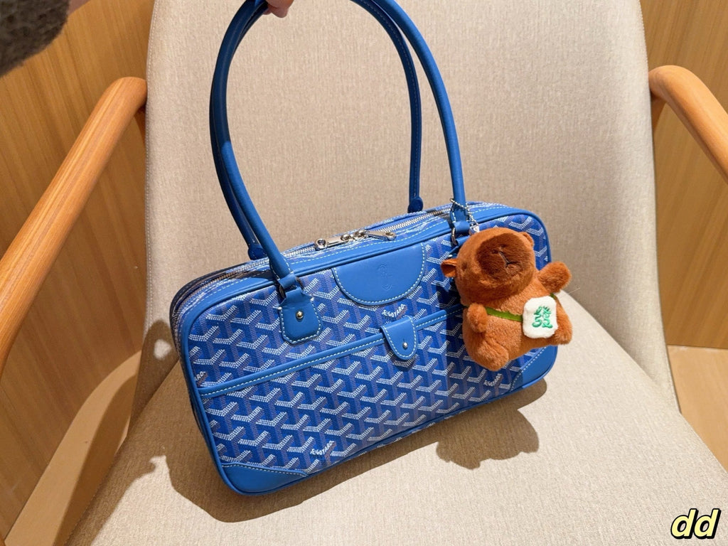 GOYARD SAINT MARTIN BAG 35 IN BLUE GOYARDINE CANVAS AND CALFSKIN