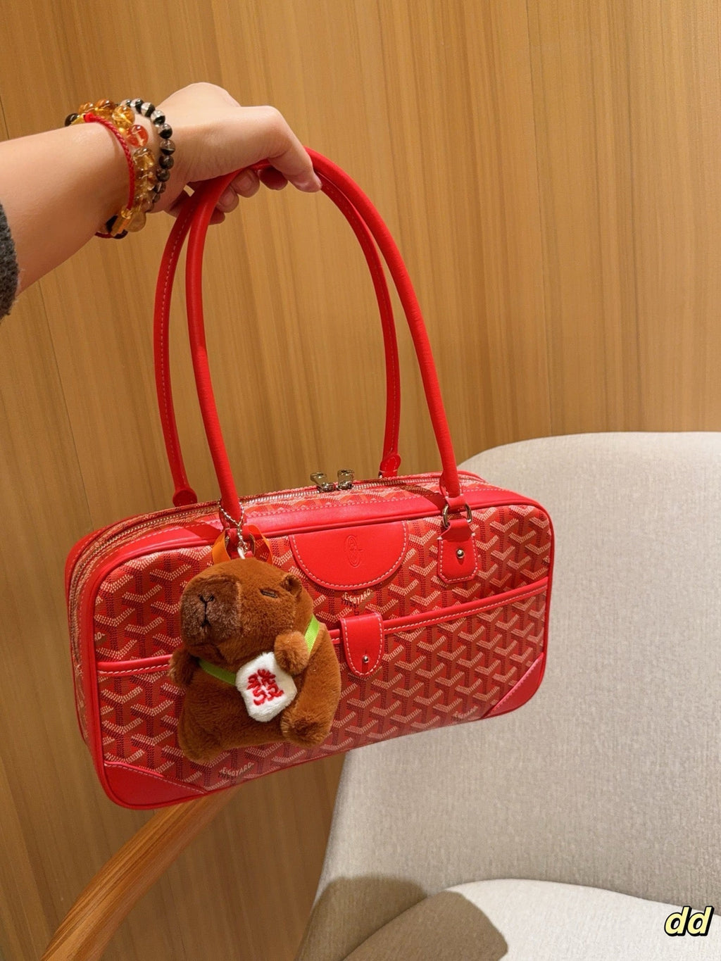 GOYARD SAINT MARTIN BAG 35 IN CADMIUM RED GOYARDINE CANVAS AND CALFSKIN