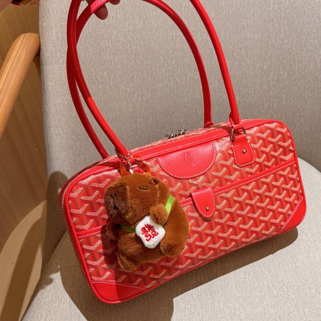 GOYARD SAINT MARTIN BAG 35 IN CADMIUM RED GOYARDINE CANVAS AND CALFSKIN