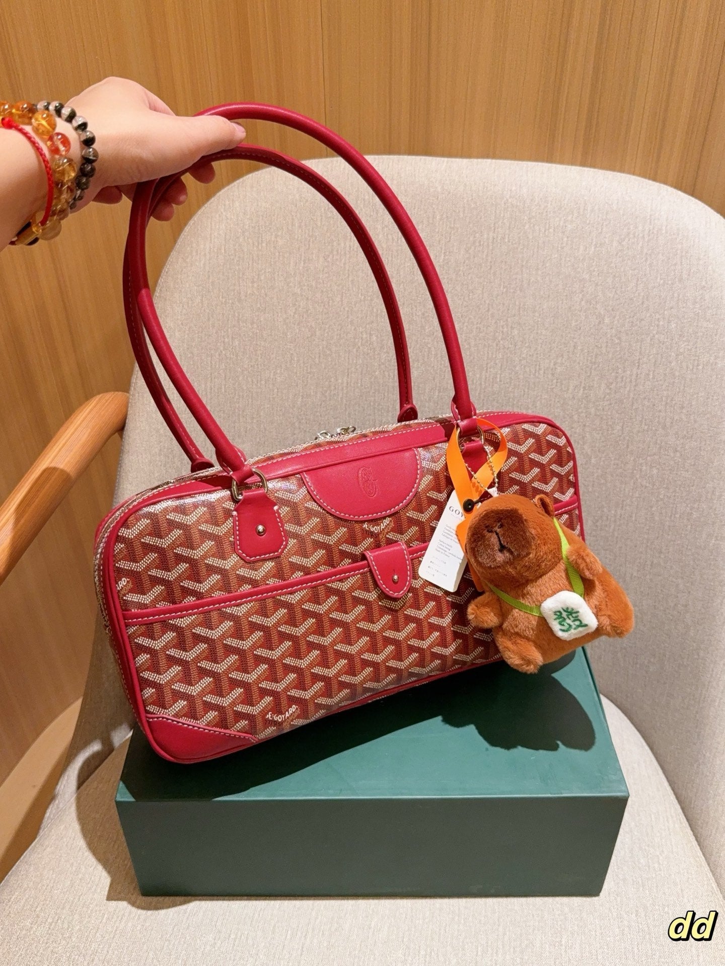 GOYARD SAINT MARTIN BAG 35 IN CADMIUM RED GOYARDINE CANVAS AND CALFSKIN