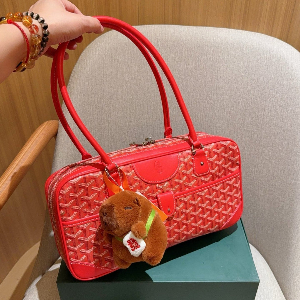 GOYARD SAINT MARTIN BAG 35 IN CADMIUM RED GOYARDINE CANVAS AND CALFSKIN