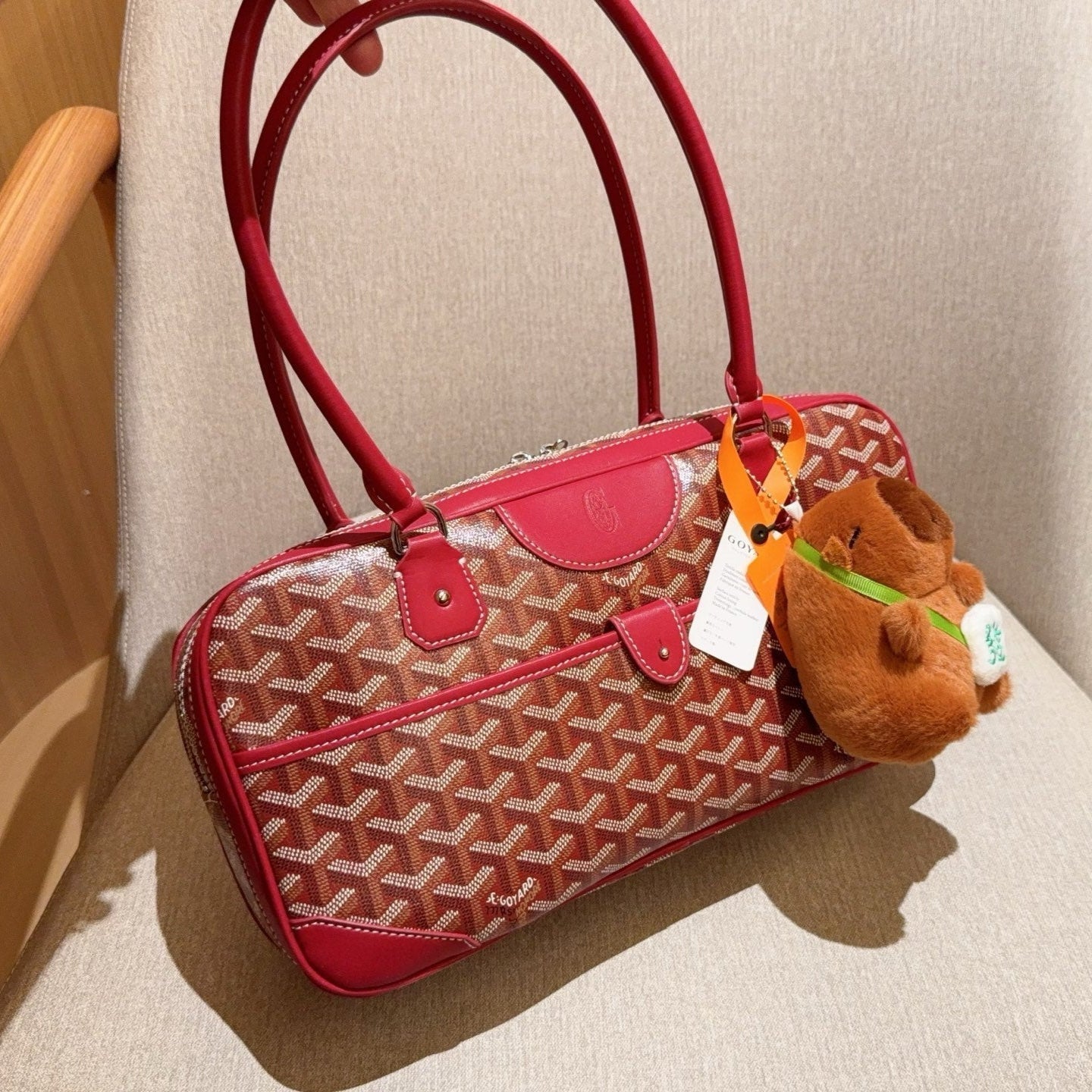 GOYARD SAINT MARTIN BAG 35 IN CADMIUM RED GOYARDINE CANVAS AND CALFSKIN