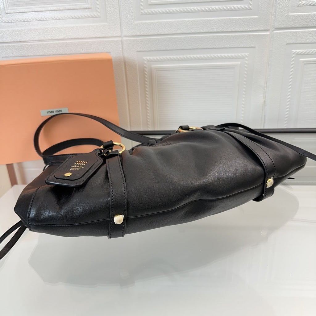 MIU MIU JOIE NAPPA SHOULDER BAG 44 IN BLACK CALFSKIN