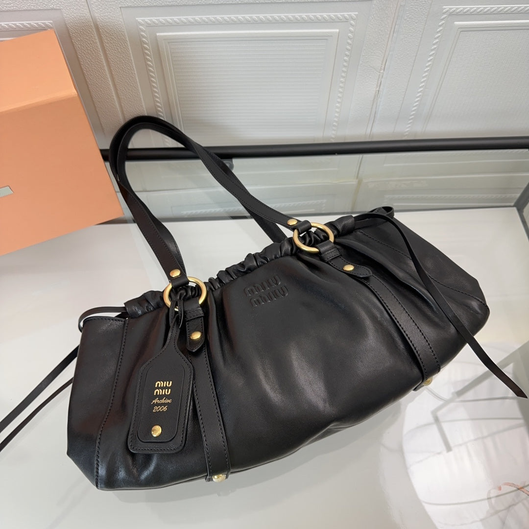MIU MIU JOIE NAPPA SHOULDER BAG 44 IN BLACK CALFSKIN