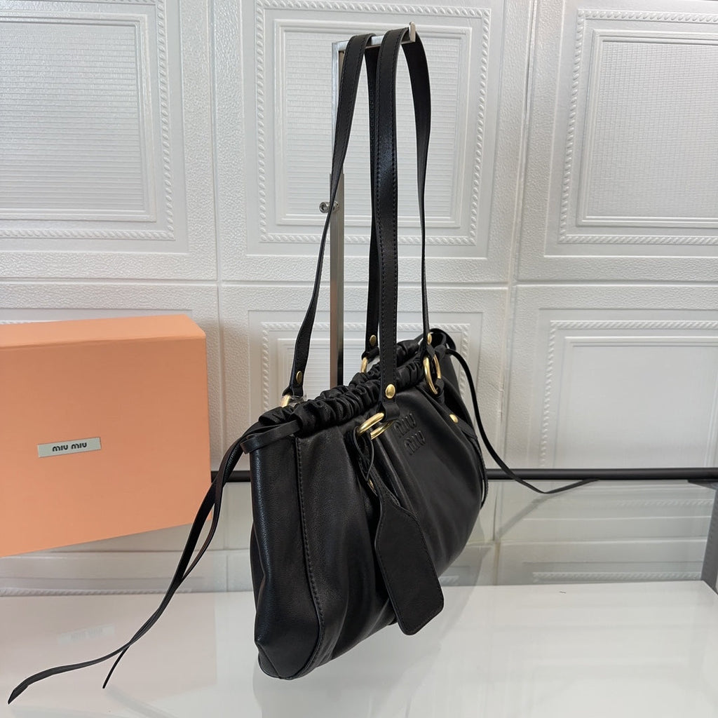 MIU MIU JOIE NAPPA SHOULDER BAG 44 IN BLACK CALFSKIN