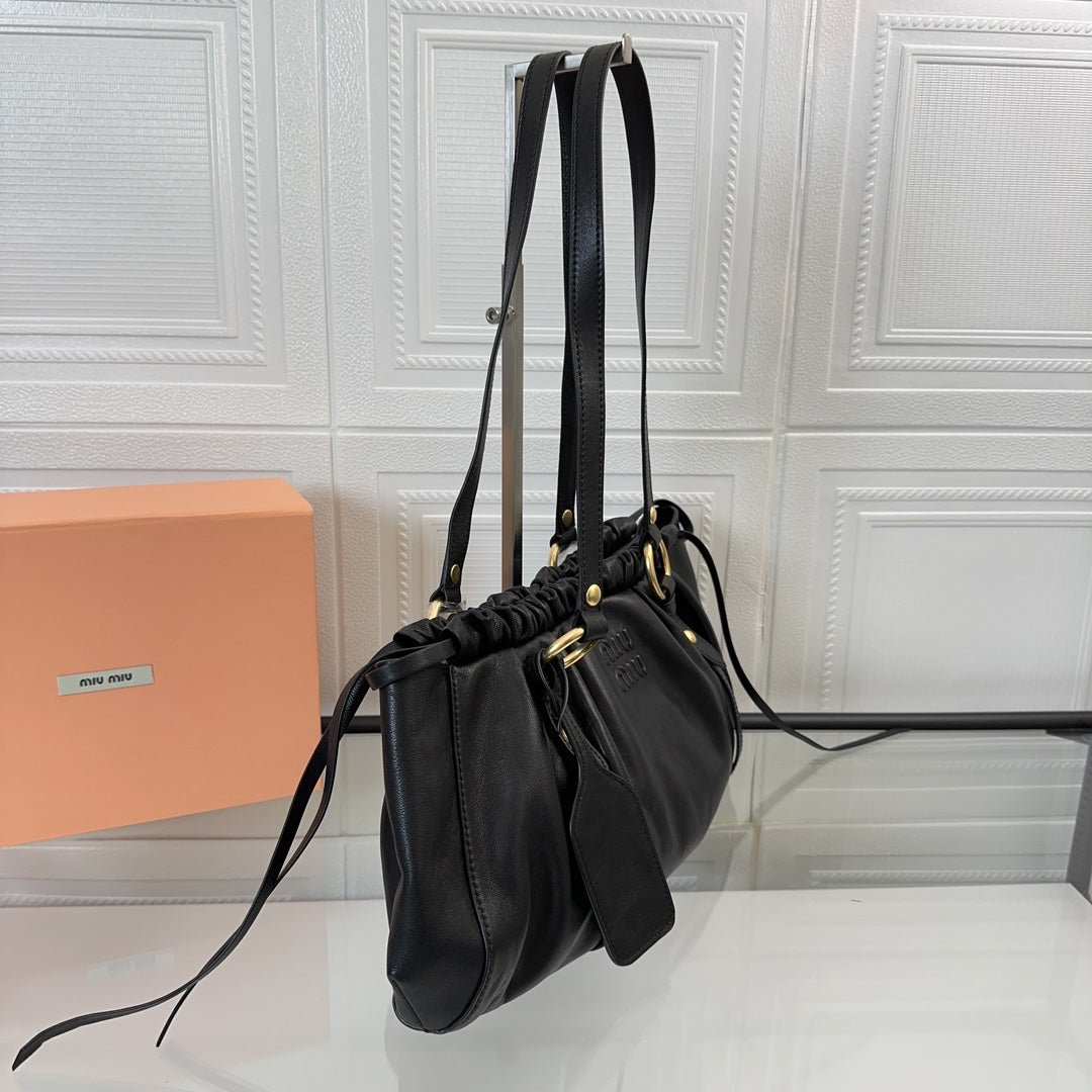 MIU MIU JOIE NAPPA SHOULDER BAG 44 IN BLACK CALFSKIN