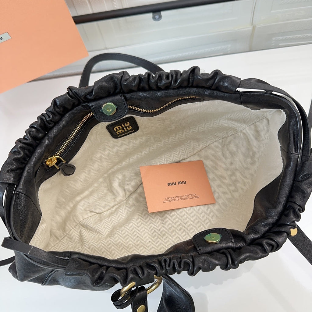 MIU MIU JOIE NAPPA SHOULDER BAG 44 IN BLACK CALFSKIN