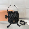 MIU MIU MATELASSÉ HANDBAG 20 IN BLACK LAMBSKIN