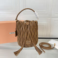 MIU MIU MATELASSÉ HANDBAG 20 IN BROWN LAMBSKIN