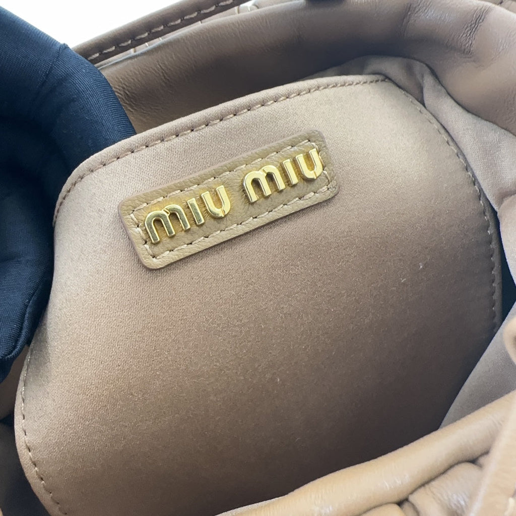 MIU MIU MATELASSÉ HANDBAG 20 IN BROWN LAMBSKIN